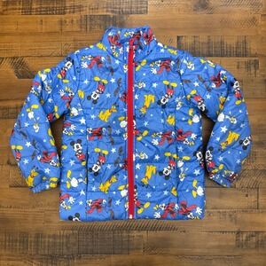 Disney Store Mickey Mouse & Friends Puffer Jacket Full Zip Blue Kids Size 5/6